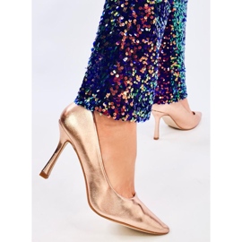 Champagne women's full-grain high heels golden 1