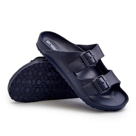 News Men's light foam flip-flops with buckles, navy blue Avatara 6