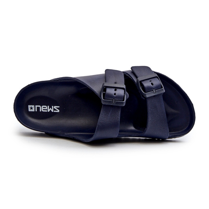 News Men's light foam flip-flops with buckles, navy blue Avatara 1