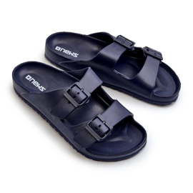 News Men's light foam flip-flops with buckles, navy blue Avatara 3