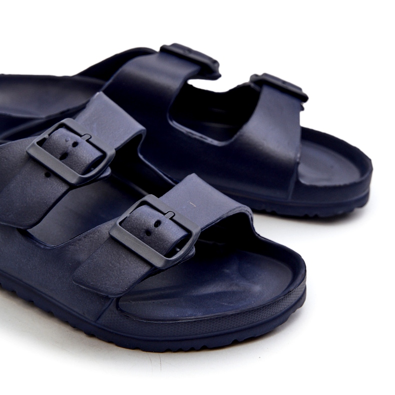 News Men's light foam flip-flops with buckles, navy blue Avatara 4