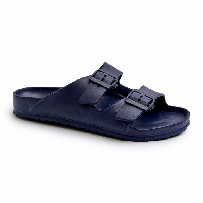 News Men's light foam flip-flops with buckles, navy blue Avatara 5