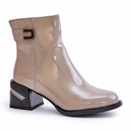 S.Barski Patent Leather Ankle Boots Heeled Insulated MR880-093 Gray grey 2 S.Barski Patent Leather Ankle Boots Heeled Insulated MR880-093 Gray grey 2