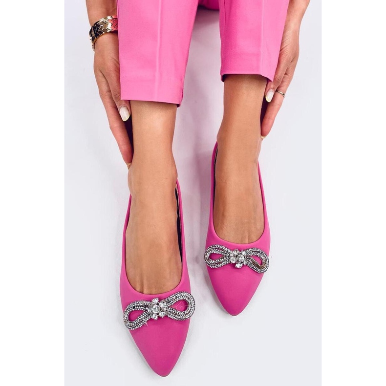 Elegant ballerina shoes with cubic zirconia pink 1