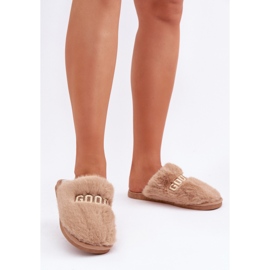 Women's slippers made of soft fur brown 1