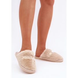 Women's slippers made of soft fur beige 1