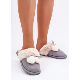 Women's slippers with soft fur grey 1