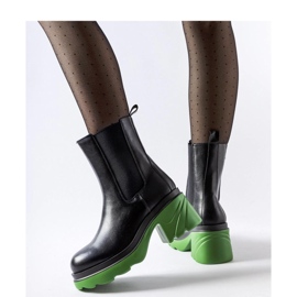 Black insulated ankle boots with green heel Tirano - Solea 1