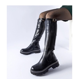 Black massive boots with a decorative belt from Stuart - Solea 1
