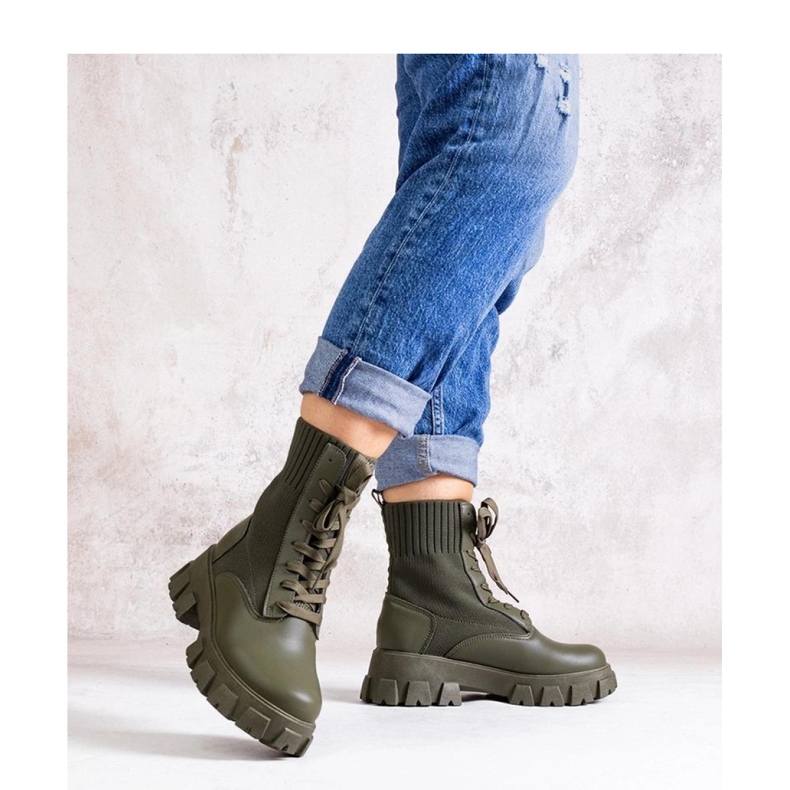 Green ankle boots with elastic upper Zogba - Solea 1