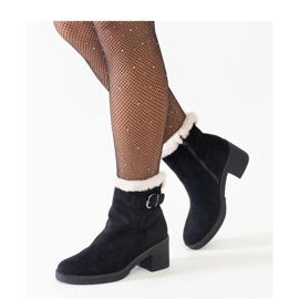 Black ankle boots decorated with eco-suede Amtula fur - Solea 1