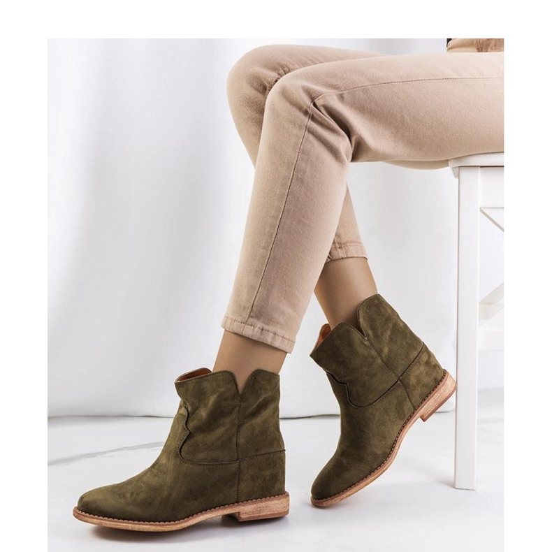 Green ankle boots with an indoor wedge by Zoki - Solea 1