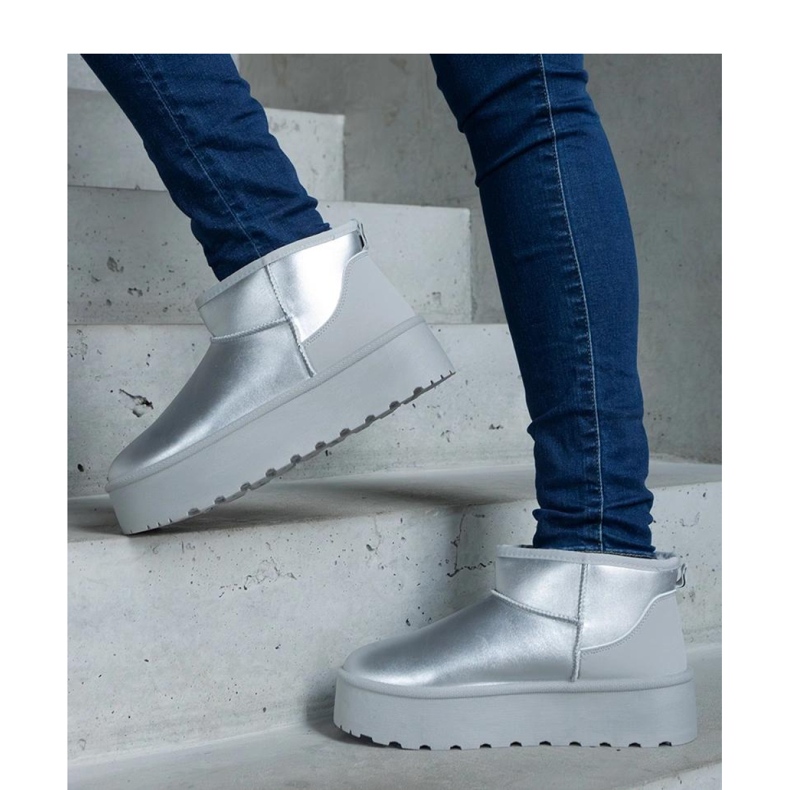 Silver low snow boots on the Lianda - Solea platform grey 1