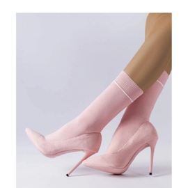 Pink sock ankle boots with a high heel Pelletier - Solea 1