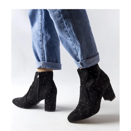 Black ankle boots with rhinestones, eco suede Suvi - Solea 1