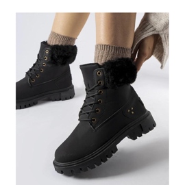 Black boots with decorative fur 1