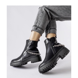 Black ankle boots with a chain 1