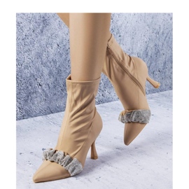 Solea Beige ankle boots decorated with zircons 1