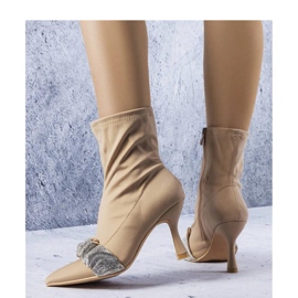 Solea Beige ankle boots decorated with zircons 2