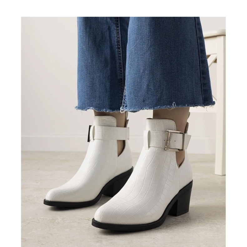 White ankle boots with cutouts 1