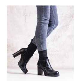 Black ankle boots with a block heel made of eco-leather 1