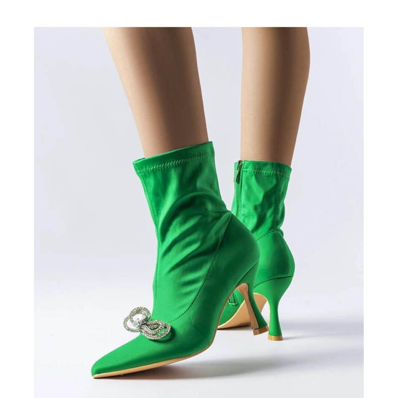 Green ankle boots decorated with a zircon bow by Mars - Solea 1