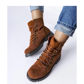 Brown ankle boots made of eco-suede 1
