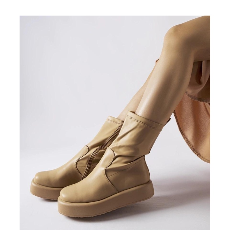 Beige platform boots 1