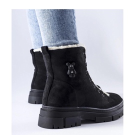 Black insulated ankle boots made of eco-suede 1