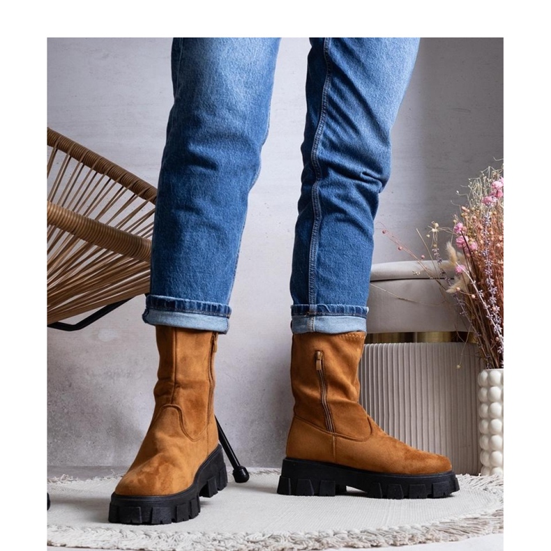 Brown platform ankle boots 1