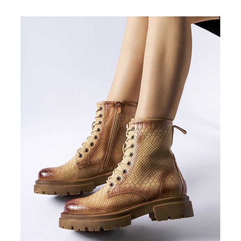 Dark beige animal print boots 1