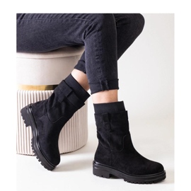 Black slip-on ankle boots with sock 1