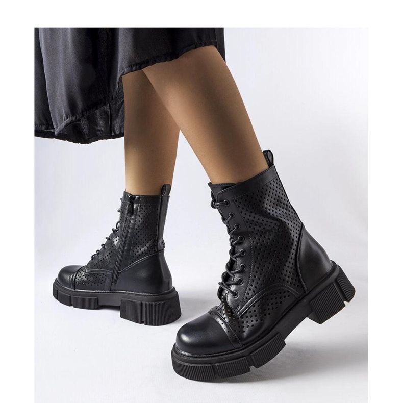 Black openwork boots 1
