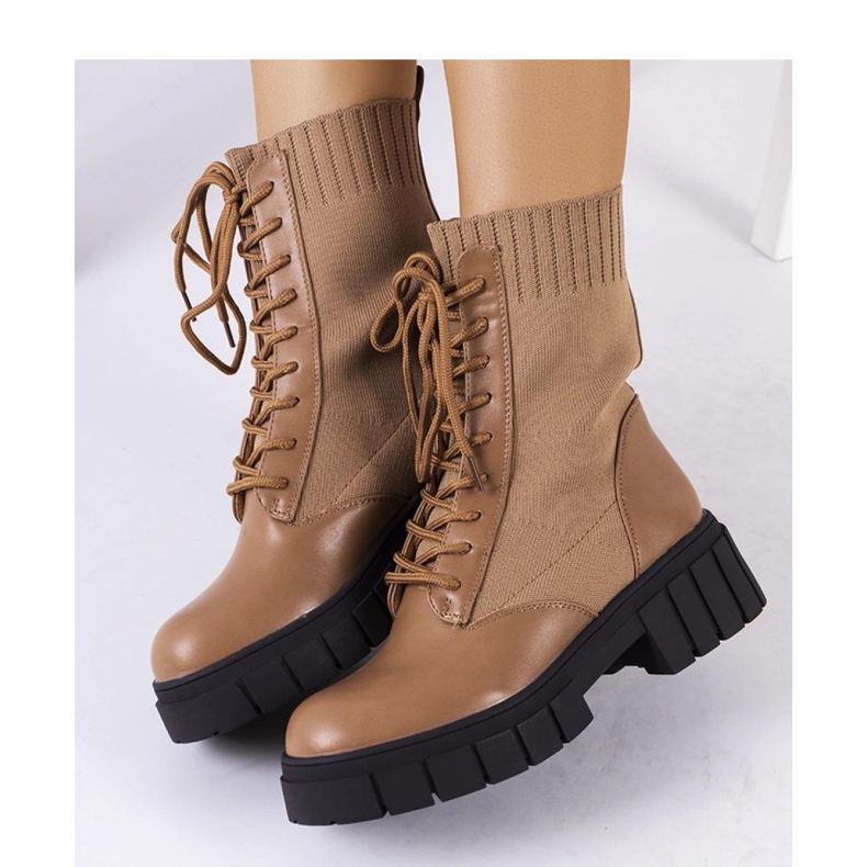 Brown ankle boots with elastic shaft 1