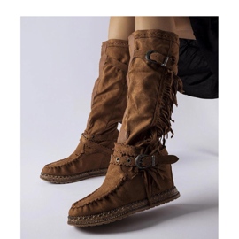 Brown boots with an indoor wedge 1