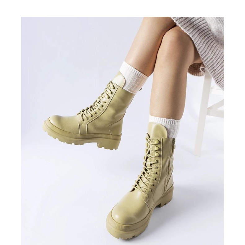Light green flat boots with a protector 1