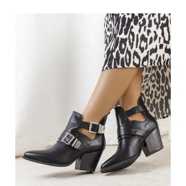 Black women's ankle boots with a cutout 1