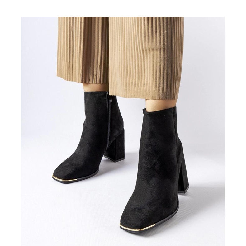 Black suede ankle boots on the post 1