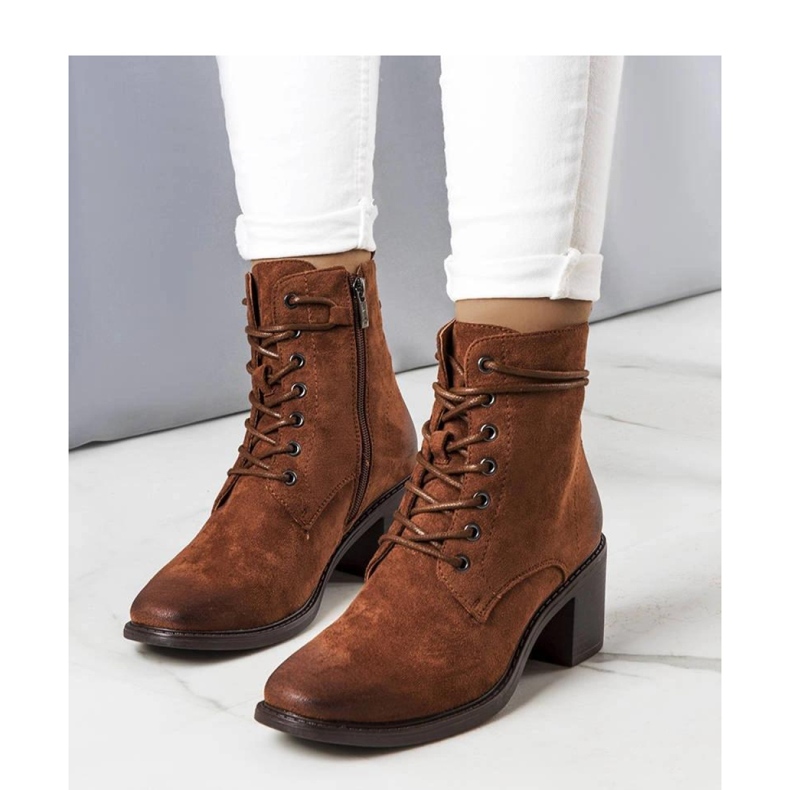 Brown lace-up ankle boots 1