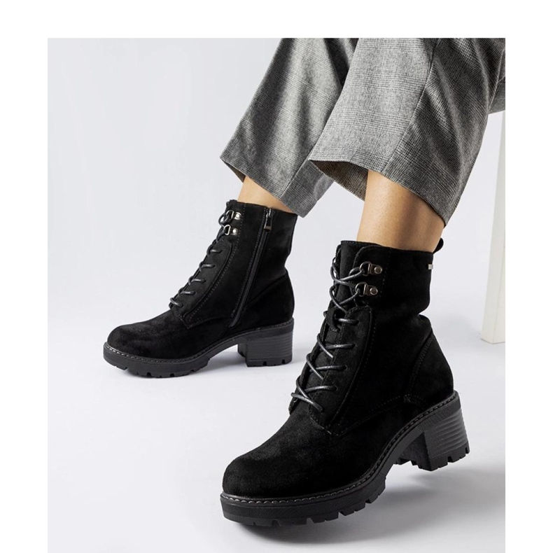 Black lace-up ankle boots 1