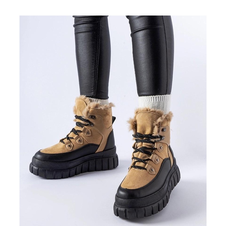 Beige boots on a massive sole 1