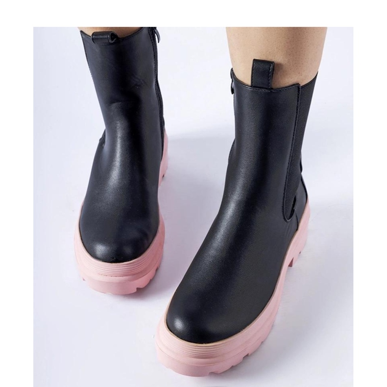 Black boots with pink soles 2