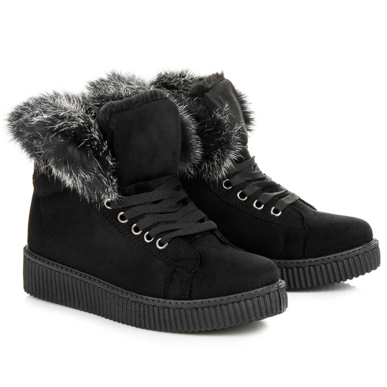 Creepers Boots With Fur black 1
