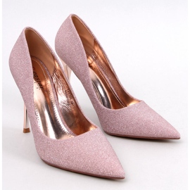 Shiny high heels with Diamoi Champagne particles pink 1