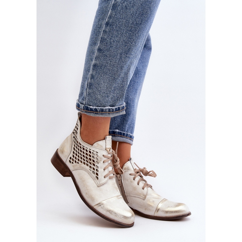 Openwork Boots Model Zazoo 2878/004 Gold golden 1