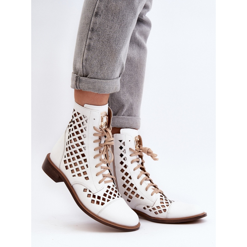 High Openwork Boots Model Zazoo 2695/003 White 1