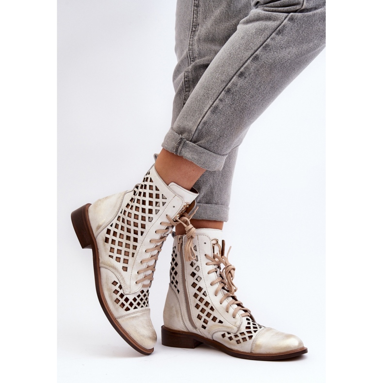 High Openwork Boots Zazoo 2695/004 Gold golden 1