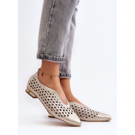 Openwork Ballerina Shoes Model Zazoo Gold golden 1