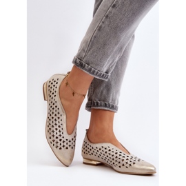 Openwork Ballerina Shoes Model Zazoo Gold golden 2