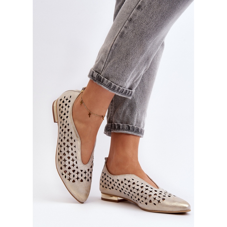Openwork Ballerina Shoes Model Zazoo Gold golden 2